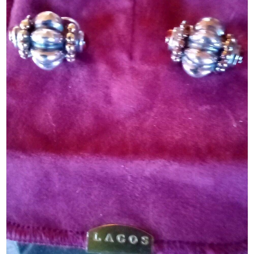 LAGOS CAVIAR STERLING SILVER With 18k Gold LADIES LARGE Citrine EARRINGS